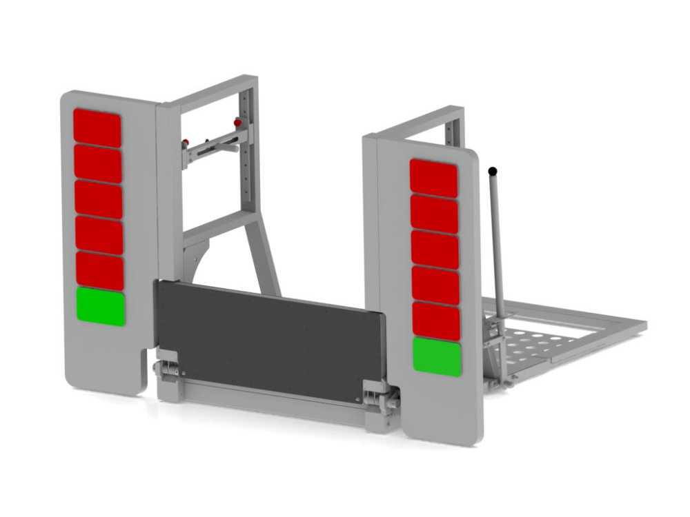 <p>optional mit TFT-Monitoren zur Einblendung von Logos, Nationenflaggen, etc. oder Sidepanels mit großflächigen LED-Ampelsignalen</p> 